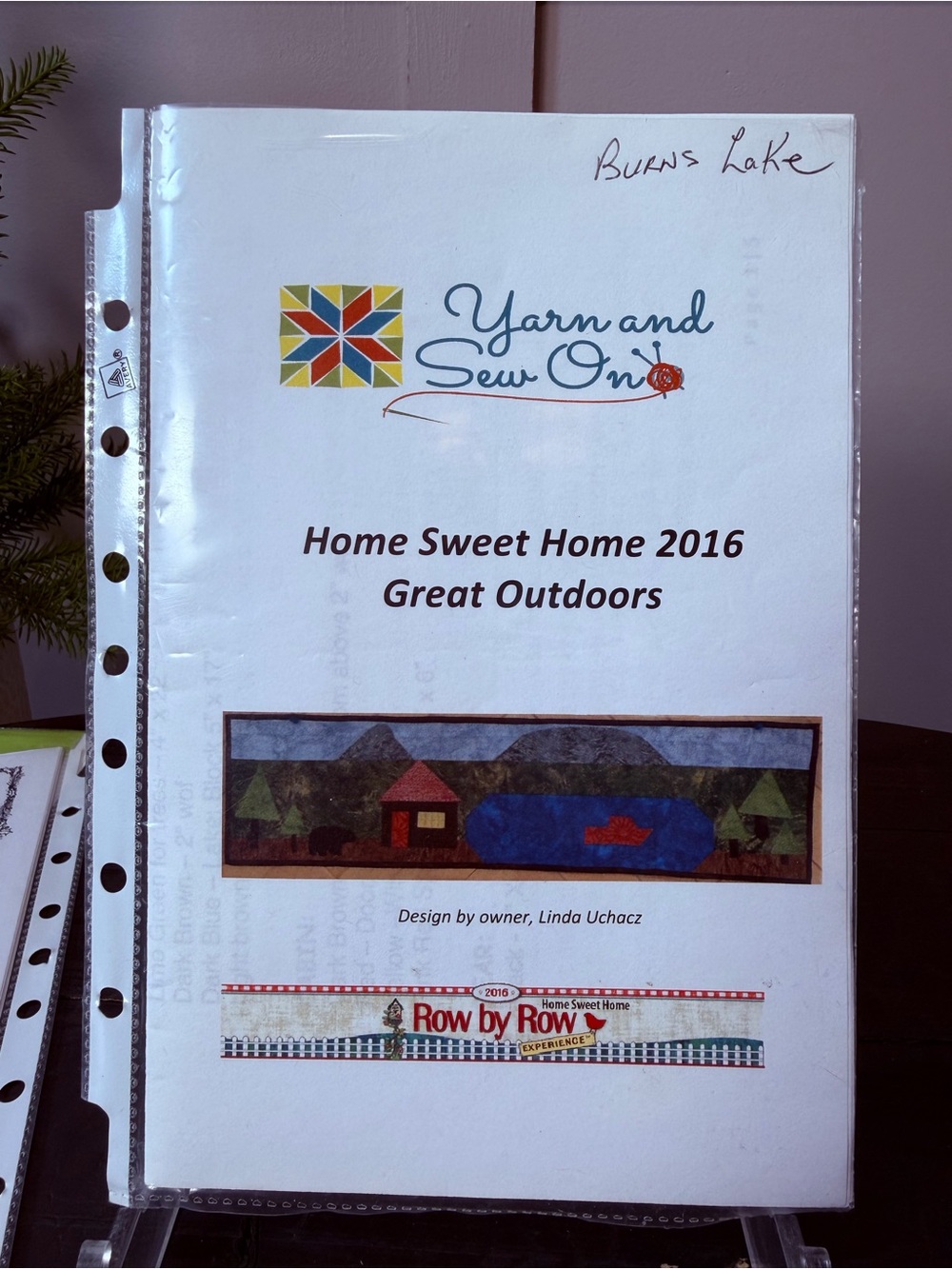Yarn and Sew On "Home Sweet Home 2016 - Great Outdoors" Quilt Pattern